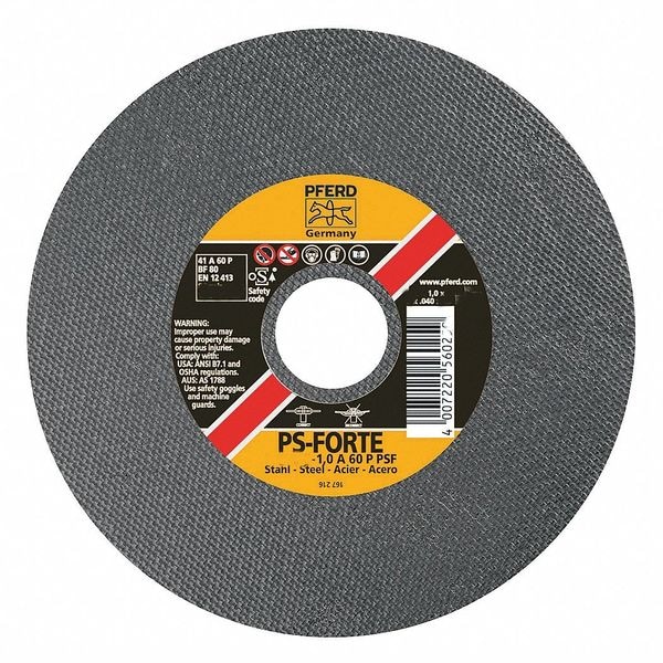 Pferd Abrasive Cut-Off Wheel, Type 1, 4 in Dia, 0.04 in Thick, 1/4 in Arbor Hole Size, 60 Grit - 69401