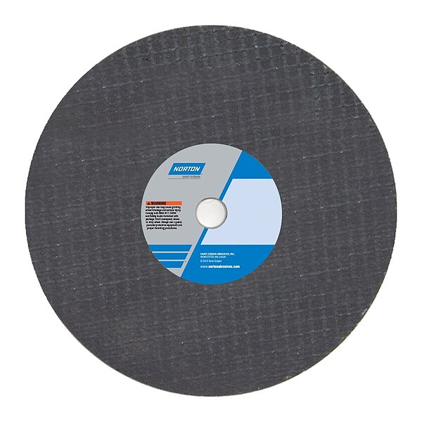 Norton Abrasives Cut-Off Wheel, Type 1, 6 in Dia, 0.0625 in Thick, 1/2 in Arbor Hole Size, Aluminum Oxide, 36 Grit - 66252822969