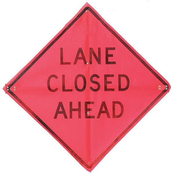 Eastern Metal Signs And Safety Lane Closed Traffic Sign, 36 in H, 36 in W, Polyester, Diamond, C/36-EMO-3FH-HD LANE CLOSED AHEAD - C/36-EMO-3FH-HD LANE CLOSED AHEAD