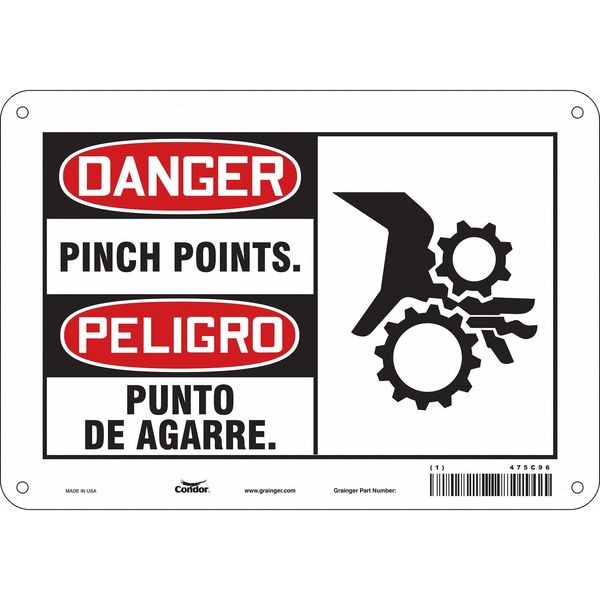Condor Safety Sign, 7 in Height, 10 in Width, Polyethylene, Vertical Rectangle, English, Spanish, 475C96 - 475C96