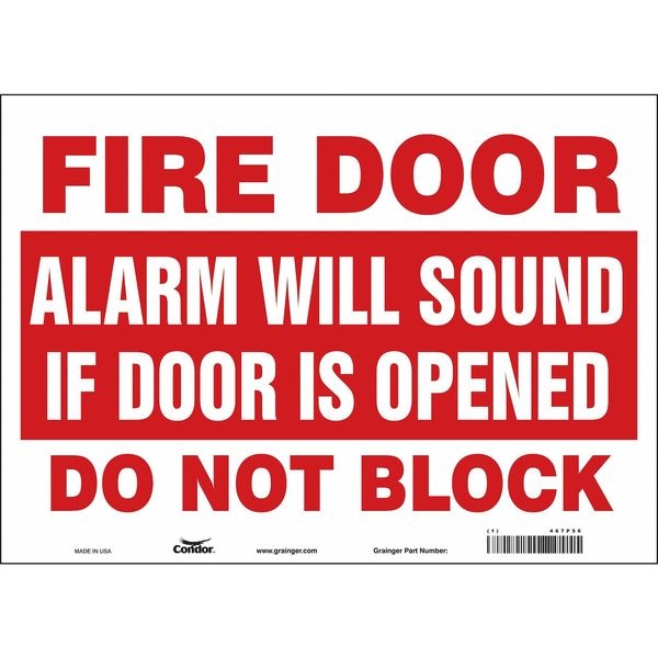 Condor Safety Sign Emergency Exit, Vinyl, 14 in W, 10 in H, White - 467P56