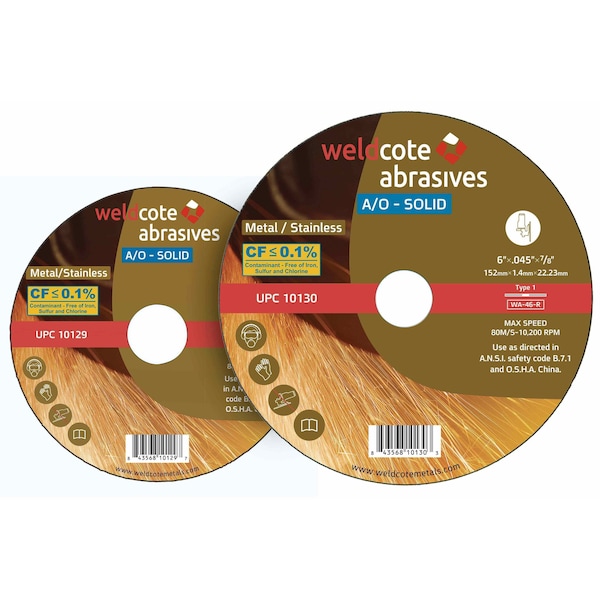 A-Solid Right Angle Grinder Wheels, Cutting - SLITTER, Type 27, 5in x .045in x 7/8, 25PK - 11508