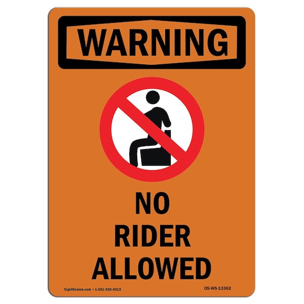 Signmission OSHA WARNING Sign, No Riders Allowed, 5in X 3.5in Decal, 10PK, 3.5" W, 5" L, Portrait, PK10 - OS-WS-D-35-V-13362-10PK
