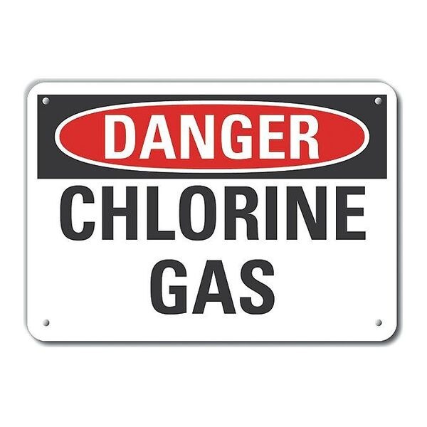 Lyle Reflective  Chlorine Danger Sign, 7 in Height, 10 in Width, Aluminum, Vertical Rectangle, English - LCU4-0352-RA_10X7