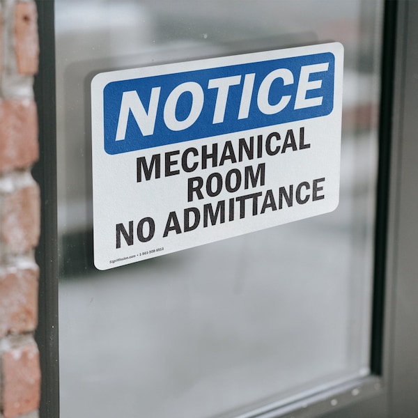 Signmission Mechanical Room No Admittance OSHA Notice Sign, Vinyl Decal, 10in W x 7in L, 2PK - OS-2PACK-NS-D-710-L-14174