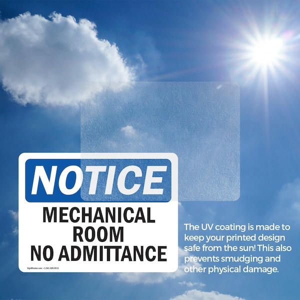 Signmission Mechanical Room No Admittance OSHA Notice Sign, Vinyl Decal, 10in W x 7in L, 2PK - OS-2PACK-NS-D-710-L-14174