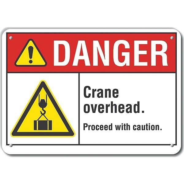 Lyle Reflective  Crane & Hoists Danger Sign, 10 in Height, 14 in Width, Aluminum, Horizontal Rectangle - LCU4-0039-RA_14X10