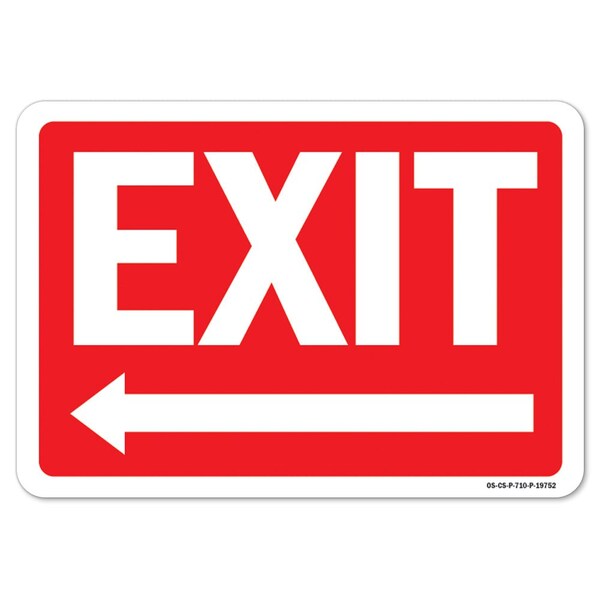 Signmission ANSI Caution Sign, Exit W/ Left Arrow, 18in X 12in Rigid Plastic, 12" x 18", Landscape - OS-CS-P-1218-L-19752