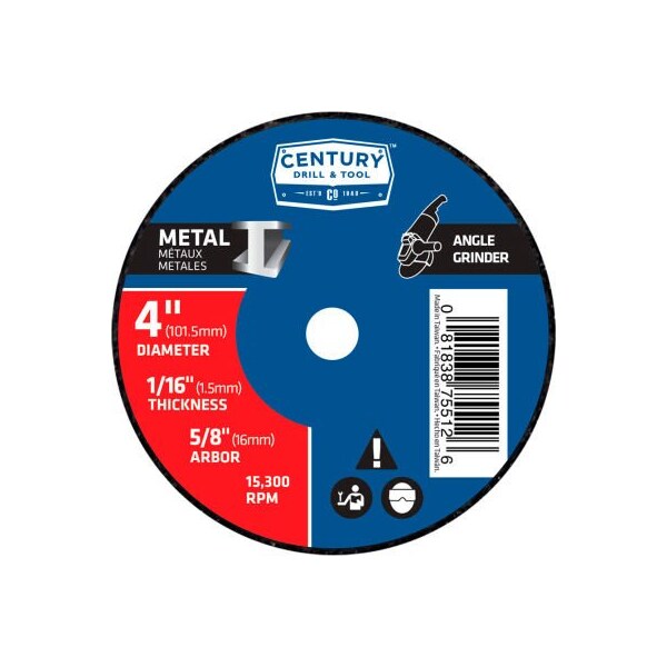 Century Drill & Tool Century Drill 0 Cutting Wheel 4" x 5/8" Aluminum Oxide - 75512