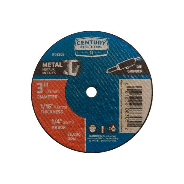 Century Drill & Tool Century Drill 0 Cutting Wheel 3" x 1/4" Aluminum Oxide - 8305