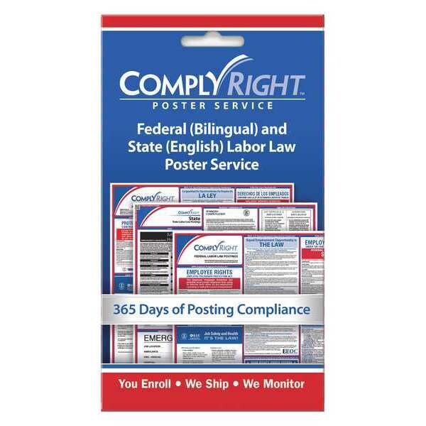 Complyright Federal (Bilingual) and State (English) Labor Law Poster Service Card, 1/16 in H x, 4 in W, Paper - CRPS02
