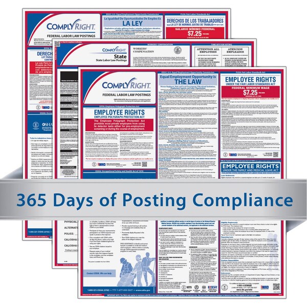 Complyright Federal (Bilingual) and State (English) Labor Law Poster Service Card, 1/16 in H x, 4 in W, Paper - CRPS02
