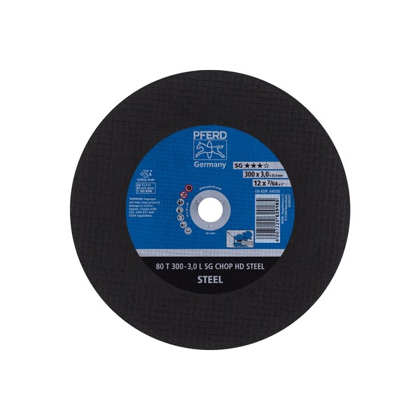 Pferd 12 in Dia, 1/8 in Thick, 1 in Arbor Hole Size, Aluminum Oxide, 30 Grit - 64530