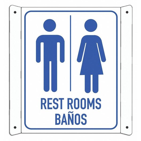 Lyle RESTROOMS/BANOS, 8 in W x 10 in H, Horizontal Rectangle, Aluminum, LCDF-0001-NA_8x10 - LCDF-0001-NA_8X10