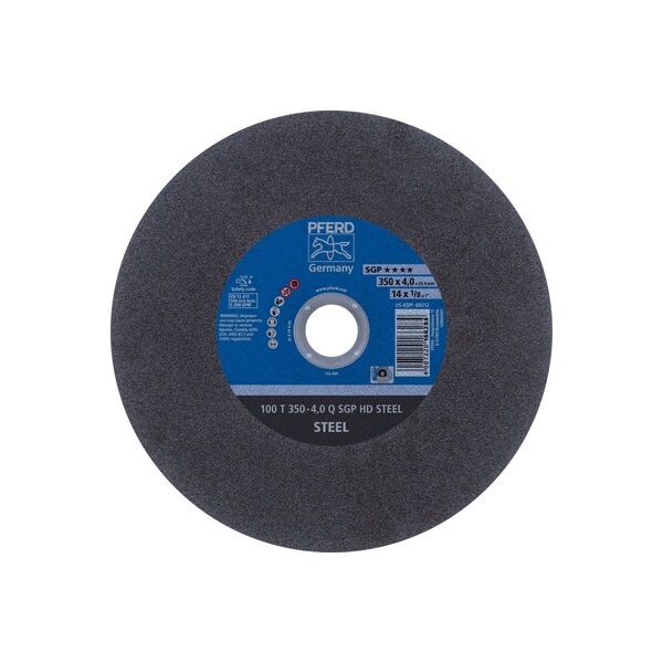 Pferd Cut Off Wheel, Hvy Duty, 14"x1/8"x1", 14 in Dia, 1/8 in Thick, 1 in Arbor Hole Size, 24 Grit - 66012