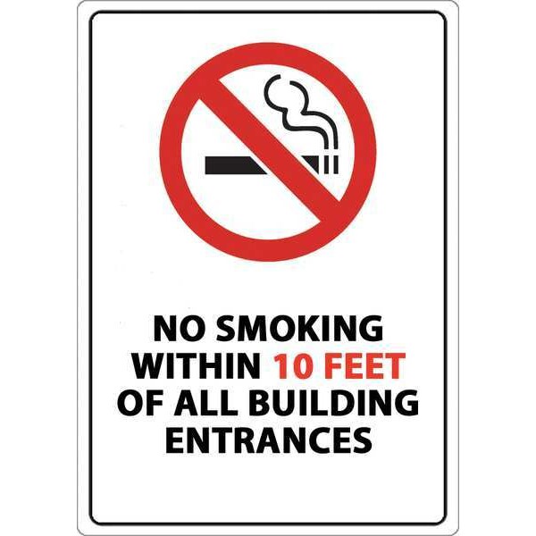 Zing No Smoking Label, 7" H, 5 in W, Plastic, Rectangle, English, 1875S - 1875S