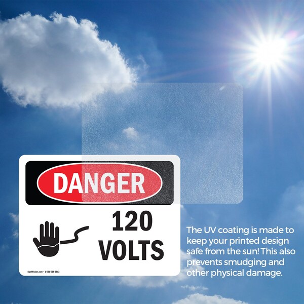 Signmission 120 Volts Danger Sign, Vinyl Decal, 7in W x 5in L, 2PK - OS-2PACK-DS-D-57-L-1003