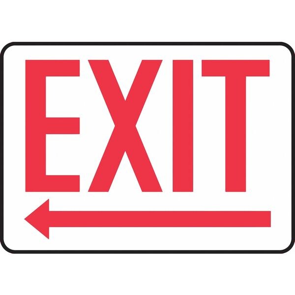 Accuform Exit Sign, Vinyl, 14" W, 10" H, Exit (Arrow Left), White - MADC532VS