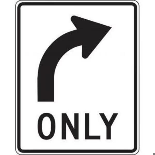 Accuform LANE GUIDANCE SIGN RIGHT TURN ONLY FRR037HP - FRR037HP