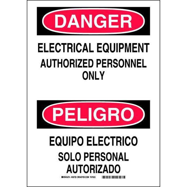 Brady Safety Sign, 10 in Height, 14 in Width, Plastic, Rectangle, English, Spanish - 38729