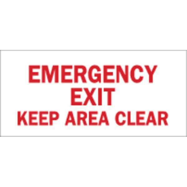 Brady Exit Sign, Polyester, 14" W, 6-1/2" H, Emergency Exit Keep Area Clear, White - 84661