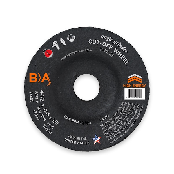 Bullard Abrasives Cut-Off Wheel, 4-1/2x.045x7/8 T27, PK25 - 24409