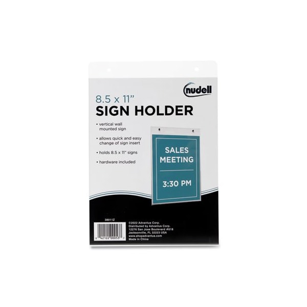 Artistic NuDell, Clear Plastic Sign Holder, Wall Mount, 8 1/2 X 11 - 38011Z