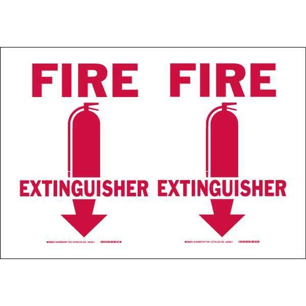 Brady Fire Extinguisher Sign, 8 in Height, 14 1/2 in Width, Plastic, Rectangle, English - 80702