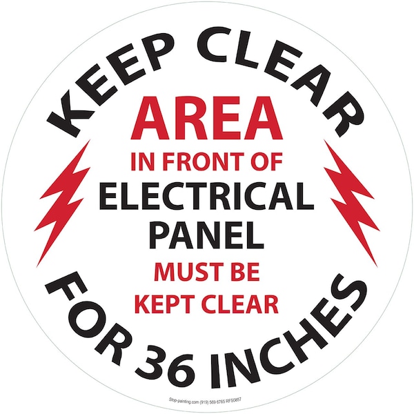 Superior Mark Floor Sign, Rubber, Electrical Panel Keep Clear for 36 inches, 17.5in - RFS0857
