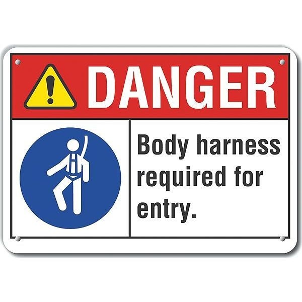 Lyle Decal, Plastic, Danger Body Harness, 10x7", Height: 7 in - LCU4-0102-NP_10X7