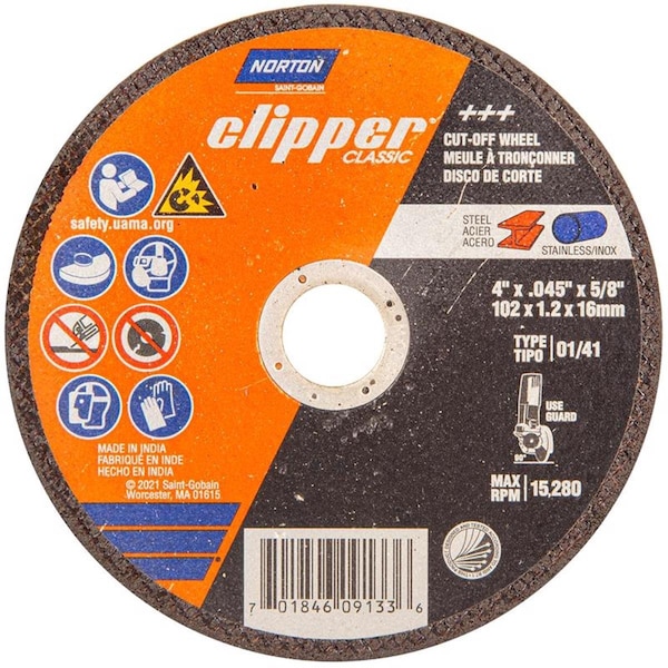 Tool Time 4 x 0.62 in. Clipper Aluminum Oxide Classic Cut-Off Wheel - TO3306821