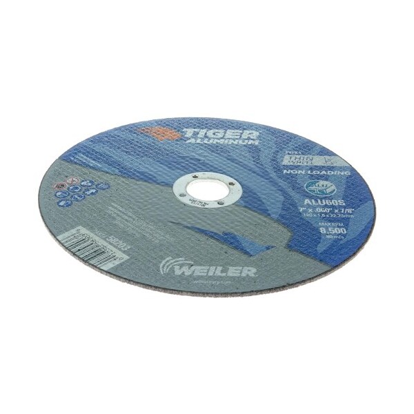 Weiler 7 in Dia, 0.060 in Thick, Aluminum Oxide, 60 Grit - 58203