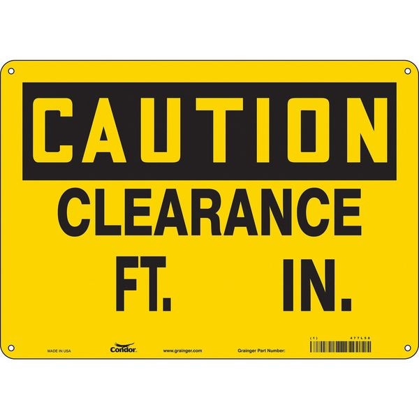 Condor Caution, CLEARANCE FT. IN., 14 in W x 10 in H, Horizontal Rectangle, Polyethylene, 477L58 - 477L58