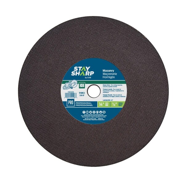Stay Sharp 14 x 0.12 in. Thick Masonry Cutting Flat Wheel - Type 1 Professional Abrasive - 2141282