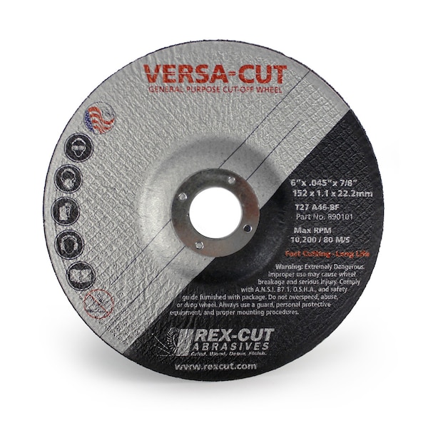 Rex Cut Versa-Cut Cut Off Wheel 6 X .045 X 7/8 T27 Versa-Cut - 890101