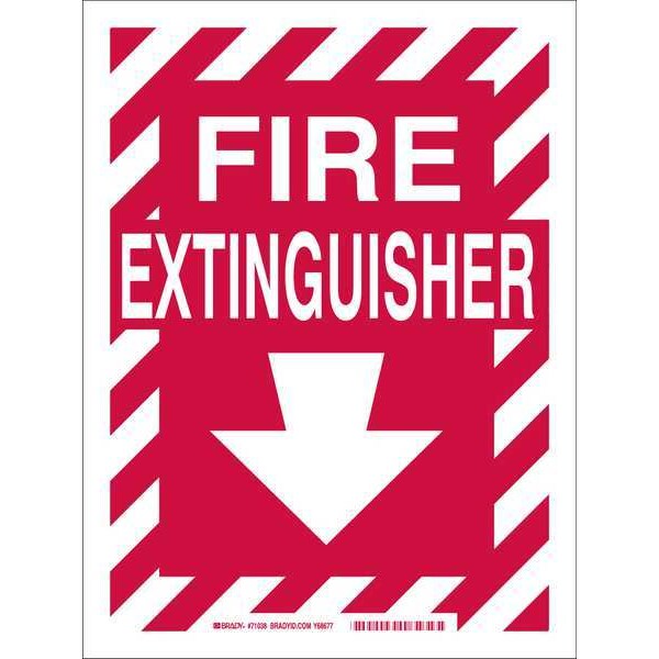 Brady Fire Extinguisher Sign, 12 in Height, 9 in Width, Fiberglass, Rectangle, English - 71038