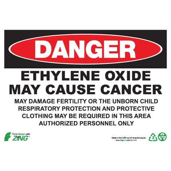 Zing Danger Sign, 10 in H, 14 in W, Plastic, Rectangle, English, 2676S - 2676S