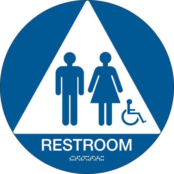 Brady Restroom, 12 in x 12 in, Circle, Plastic, 106184 - 106184