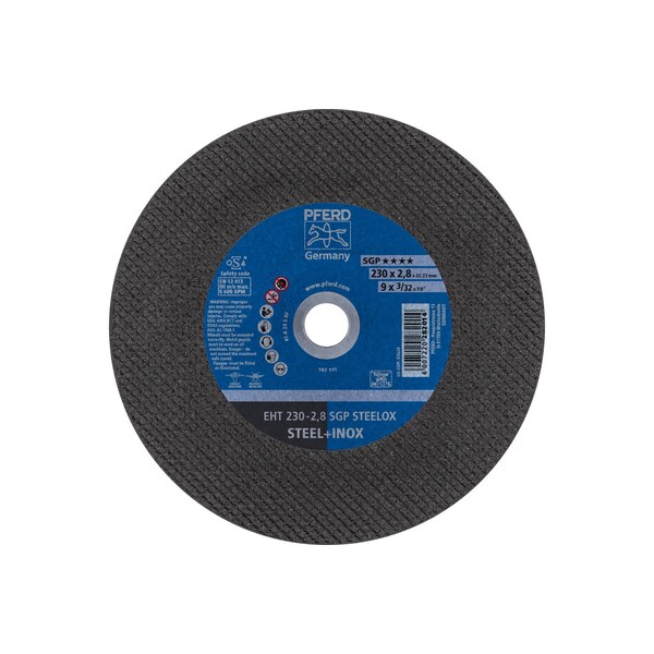 Pferd Type 1, 9 in Dia, 3/32 in Thick, 7/8 in Arbor Hole Size, Aluminum Oxide, 24 Grit - 63638