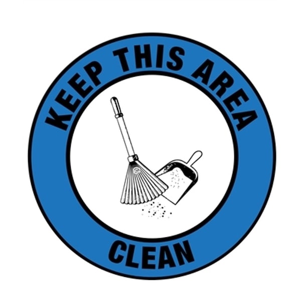 5S Supplies Keep Area Clean 12in Diameter Non Slip Floor Sign - FS-KPARCLN-12