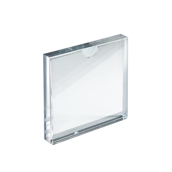 Azar Displays Clear Acrylic Block Sign Holder Frame 4in x 4in, Top Load, 2PK - 104554-2PK
