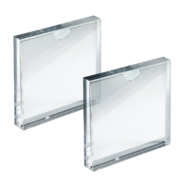 Azar Displays Clear Acrylic Block Sign Holder Frame 4in x 4in, Top Load, 2PK - 104554-2PK