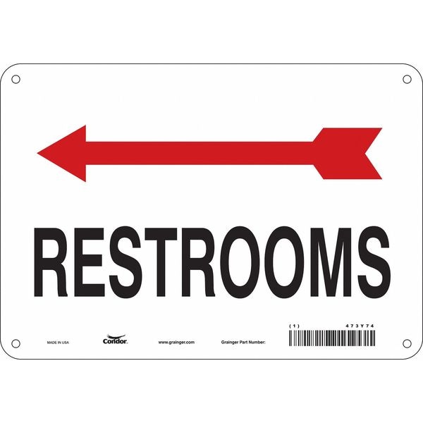 Condor RESTROOMS, 10 in W x 7 in H, Vertical Rectangle, Polyethylene, 473Y74 - 473Y74