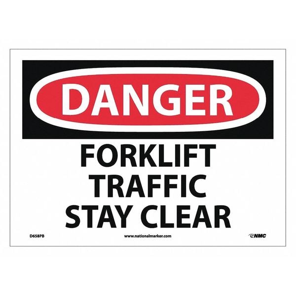 Nmc Danger Forklift Traffic Stay Clear Sign, D658PB - D658PB