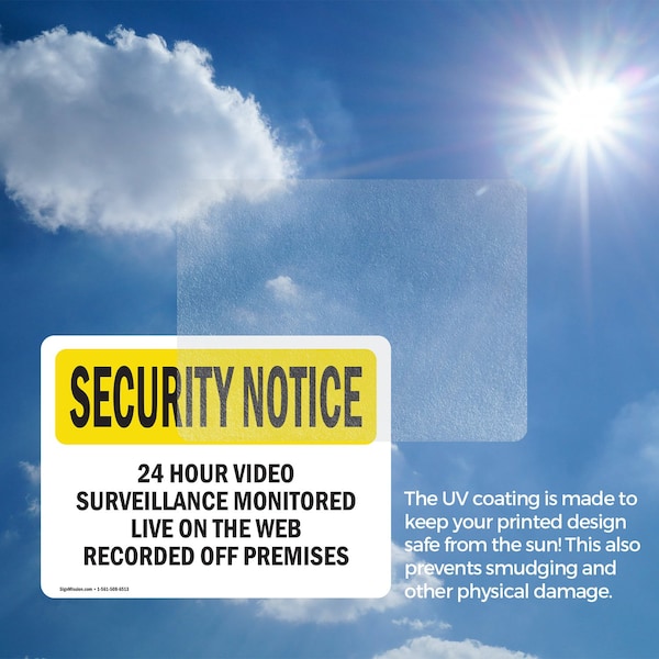 Signmission 24 Hour Video Surveillance OSHA Security Notice Sign, Vinyl Decal, 18in W x 12in L, 2PK - OS-2PACK-SN-D-1218-L-11499