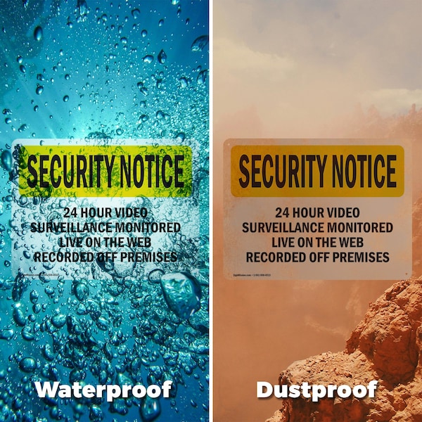 Signmission 24 Hour Video Surveillance OSHA Security Notice Sign, Vinyl Decal, 18in W x 12in L, 2PK - OS-2PACK-SN-D-1218-L-11499