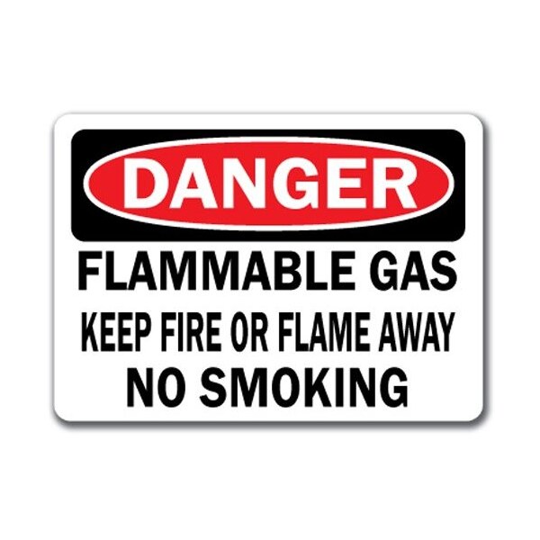 Signmission Danger Sign-Flammable Gas Keep Fire Or Flame Away No Smoking-10x14 OSHA Sign, DS-Flammable Gas1 - DS-FLAMMABLE GAS1