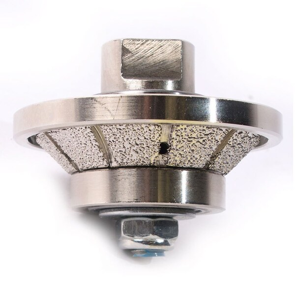 Specialty Diamond 45 Degree 3/8" Vacuum Brazed 65mm Premium Diamond Profile Wheel with 5/8" x 11 Female Threads - 38BPW
