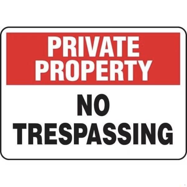 Accuform PRIVATE PROPERTY Safety Sign NO SHMATR962VS - SHMATR962VS