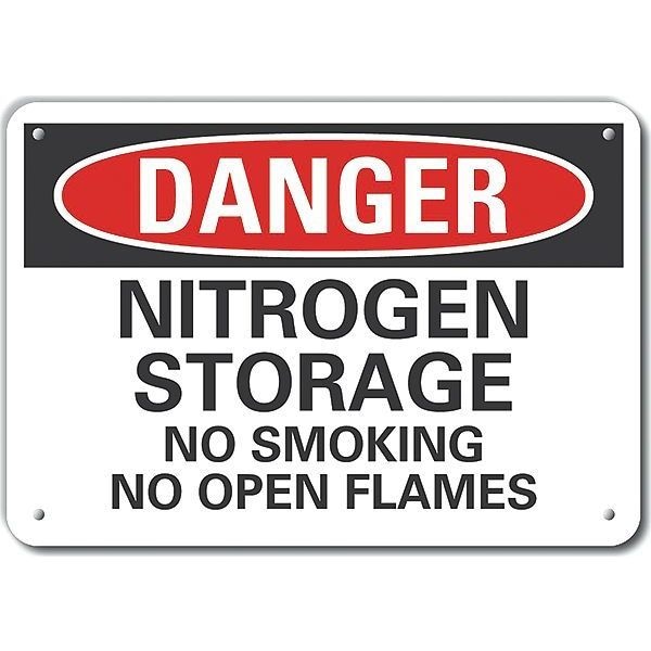 Lyle Plastic Nitrogen Danger Sign, 10 in Height, 14 in Width, Plastic, Horizontal Rectangle, English - LCU4-0600-NP_14X10